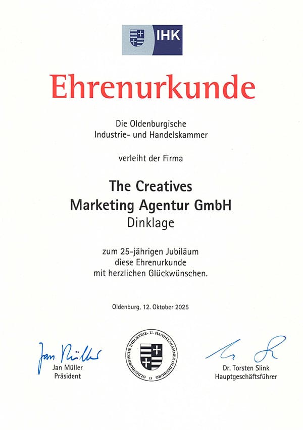 urkunde 25 Jahre